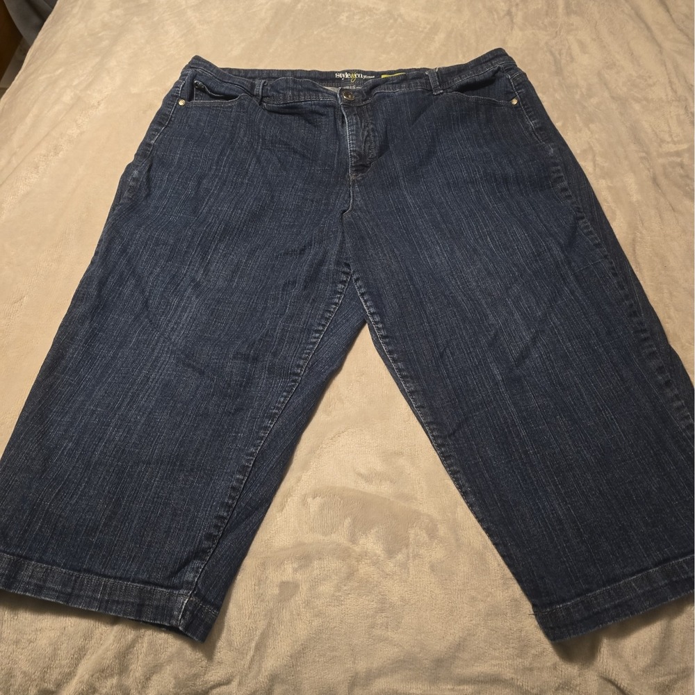Style&co. Capri Jeans Womens 22W Blue Denim Streetwear 5-Pocket Straight Leg
